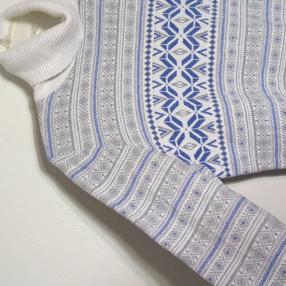 LL Bean Womens Turtleneck Sweater‎ Fair Isle Cashmere Cotton Snowflake Medium - Picture 5 of 11